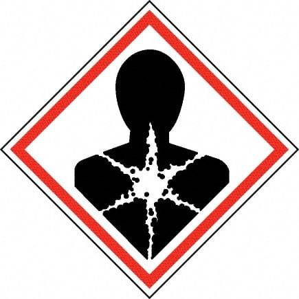 NMC - Hazardous Materials Label, Header: Health Hazard - Legend: GHS - Graphic, English, Black & Red, 4" Long x 4" High, No Coating - A1 Tooling