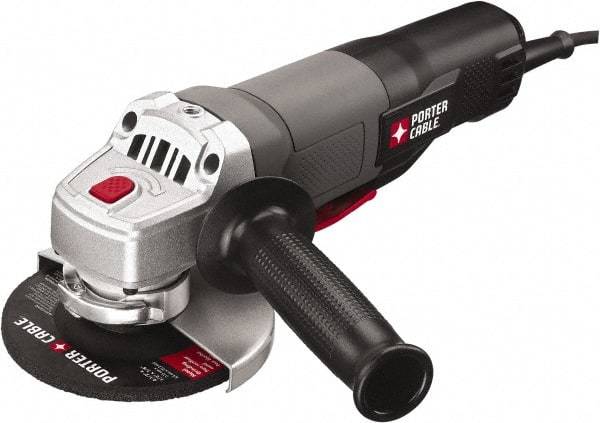 Porter-Cable - 4-1/2" Wheel Diam, 11,000 RPM, Corded Angle & Disc Grinder - 5/8-11 Spindle, 120 Volts, 7 Amps - A1 Tooling