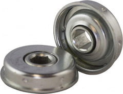 USDI - 1 Row, 1.668" OD, 7/16" Hex Open Conveyor Roller Bearing - 140 Lb Capacity, 550 Max RPM, with Flange, Steel with Zinc Housing - A1 Tooling