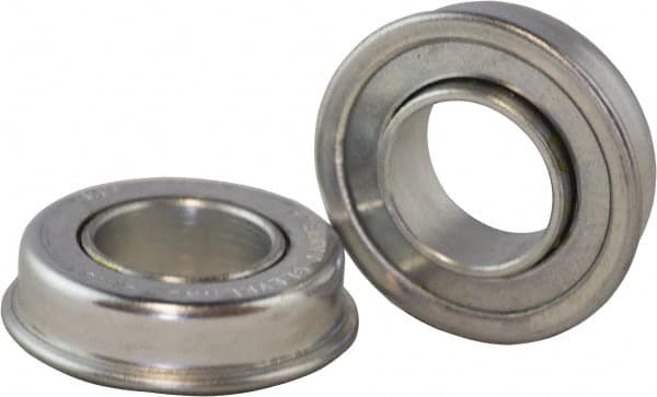 USDI - 1 Row, 1-1/8" OD, 1/2" Bore Diam, Round Double Seal Conveyor Roller Bearing - 100 Lb Capacity, 550 Max RPM, with Flange, Steel with Zinc Housing - A1 Tooling