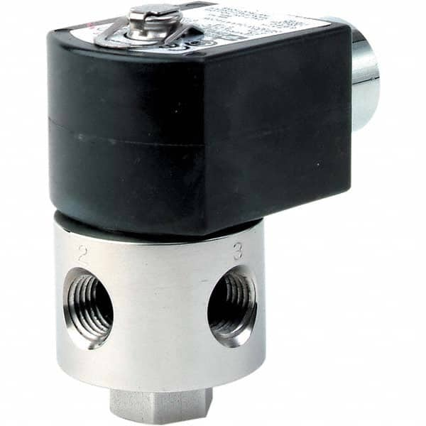 Parker - 120/60 - 110/50 VAC 1/8" NPT Port Brass Three-Way Direct Acting Solenoid Valve - A1 Tooling