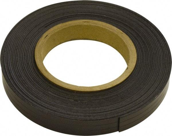 Mag-Mate - 300" Long x 1" Wide x 1/32" Thick Flexible Magnetic Strip - 8 Lb Max Pull Force, 4 Linear Ft/Lb Magnetic Pull Force, Plain Back, Dark Brown - A1 Tooling