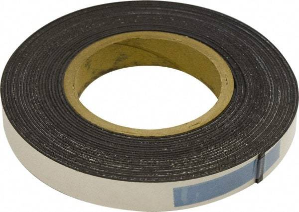 Mag-Mate - 300" Long x 1" Wide x 1/16" Thick Flexible Magnetic Strip - 12 Lb Max Pull Force, 6 Linear Ft/Lb Magnetic Pull Force, Adhesive Back, Dark Brown - A1 Tooling