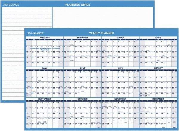 AT-A-GLANCE - 1 Sheet, 48 x 32", Erasable Wall Planner - Blue & White - A1 Tooling