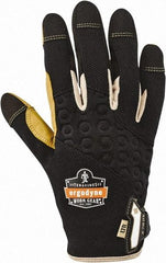 Ergodyne - Size 2XL (11) Polyester Blend Work Gloves - For Mechanic's & Lifting, Uncoated, Hook & Loop Cuff, Full Fingered, Black/Tan, Paired - A1 Tooling