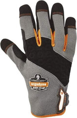 Ergodyne - Size L (9) Polyester Blend Work Gloves - For Mechanic's & Lifting, Uncoated, Hook & Loop Cuff, Full Fingered, Black/Gray, Paired - A1 Tooling