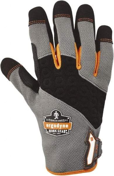 Ergodyne - Size M (8) Polyester Blend Work Gloves - For Mechanic's & Lifting, Uncoated, Hook & Loop Cuff, Full Fingered, Black/Gray, Paired - A1 Tooling