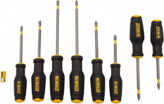 DeWALT - 8 Piece Phillips, Slotted & Square Screwdriver Set - Ergonomic & Bi-material Handle, Blade Sizes: Length 3 to 6, Width 3/16, 1/4 & 5/16, Bit Sizes: Philips #1 to #3 - A1 Tooling