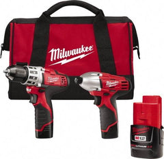 Milwaukee Tool - 12 Volt Cordless Tool Combination Kit - Includes 1/4" Hex Impact Driver & 3/8" Drill/Driver, Lithium-Ion Battery Included - A1 Tooling