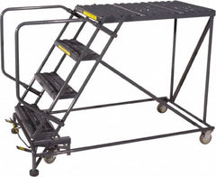 Ballymore - 40" 4 Step Single Entry Work Platform - Rolling Work Platform, 800 Lb Capacity, 40" Platform Height, 38" Base Width x 90" Base Depth, Heavy-Duty Serrated Grating - A1 Tooling