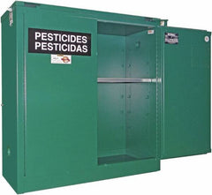 Securall Cabinets - 2 Door, 1 Shelf, Green Steel Standard Safety Cabinet for Flammable and Combustible Liquids - 46" High x 43" Wide x 18" Deep, Self Closing Door, 3 Point Key Lock, 30 Gal Capacity - A1 Tooling