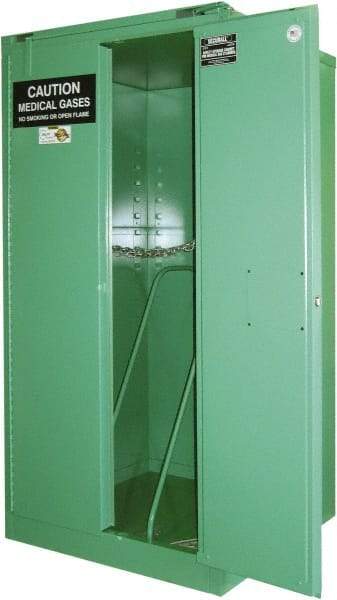 Securall Cabinets - 1 Door, Green Steel Standard Safety Cabinet for Flammable and Combustible Liquids - 46" High x 43" Wide x 18" Deep, Self Closing Door, 3 Point Key Lock, H Cylinder Capacity - A1 Tooling