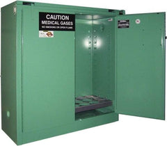 Securall Cabinets - 2 Door, Green Steel Standard Safety Cabinet for Flammable and Combustible Liquids - 46" High x 43" Wide x 18" Deep, Self Closing Door, 3 Point Key Lock, D, E Cylinder Capacity - A1 Tooling