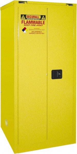 Securall Cabinets - 2 Door, 2 Shelf, Yellow Steel Standard Safety Cabinet for Flammable and Combustible Liquids - 67" High x 31" Wide x 31" Deep, Self Closing Door, 3 Point Key Lock, 60 Gal Capacity - A1 Tooling