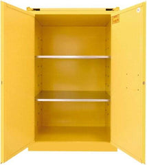 Securall Cabinets - 2 Door, 2 Shelf, Yellow Steel Standard Safety Cabinet for Flammable and Combustible Liquids - 67" High x 43" Wide x 31" Deep, Self Closing Door, 3 Point Key Lock, 90 Gal Capacity - A1 Tooling