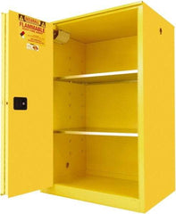 Securall Cabinets - 2 Door, 2 Shelf, Yellow Steel Standard Safety Cabinet for Flammable and Combustible Liquids - 65" High x 43" Wide x 31" Deep, Sliding Door, 3 Point Key Lock, 90 Gal Capacity - A1 Tooling