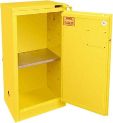 Securall Cabinets - 1 Door, 1 Shelf, Yellow Steel Standard Safety Cabinet for Flammable and Combustible Liquids - 46" High x 23-3/16" Wide x 18" Deep, Self Closing Door, 3 Point Key Lock, 16 Gal Capacity - A1 Tooling