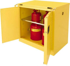 Securall Cabinets - 2 Door, 1 Shelf, Yellow Steel Standard Safety Cabinet for Flammable and Combustible Liquids - 37" High x 36" Wide x 24" Deep, Self Closing Door, 3 Point Key Lock, 30 Gal Capacity - A1 Tooling