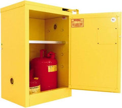 Securall Cabinets - 1 Door, 1 Shelf, Yellow Steel Standard Safety Cabinet for Flammable and Combustible Liquids - 37" High x 24" Wide x 18" Deep, Self Closing Door, 3 Point Key Lock, 12 Gal Capacity - A1 Tooling