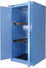 Securall Cabinets - 2 Door, 2 Shelf, Blue Steel Standard Safety Cabinet for Corrosive Chemicals - 67" High x 31" Wide x 31" Deep, Self Closing Door, 3 Point Key Lock, 60 Gal Capacity - A1 Tooling