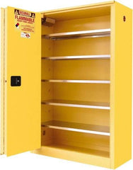 Securall Cabinets - 2 Door, 5 Shelf, Yellow Steel Standard Safety Cabinet for Flammable and Combustible Liquids - 65" High x 43" Wide x 18" Deep, Sliding Door, 3 Point Key Lock, 60 Gal Capacity - A1 Tooling