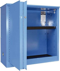 Securall Cabinets - 2 Door, 1 Shelf, Blue Steel Standard Safety Cabinet for Corrosive Chemicals - 44" High x 43" Wide x 18" Deep, Sliding Door, 3 Point Key Lock, 30 Gal Capacity - A1 Tooling