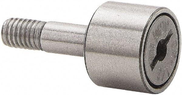 Accurate Bushing - 1-1/4" Roller Diam x 3/4" Width, 1/2" Stud Diam x 1-1/4" Length, Stud Cam Follower - Stainless Steel, 5/8" Thread Length, 1/2-20 Thread, 2" OAL, 2,750 Lb Dynamic Cap - A1 Tooling