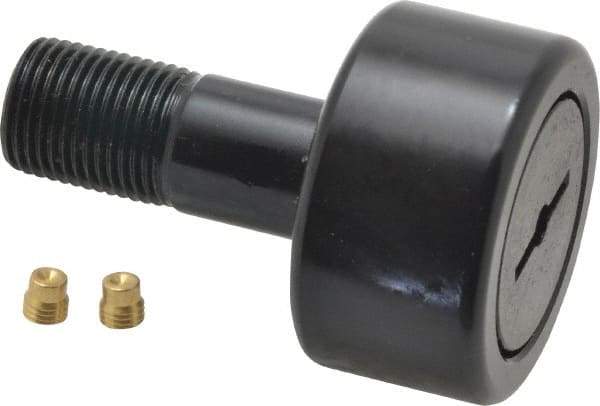 Accurate Bushing - 1-5/8" Roller Diam x 7/8" Width, 5/8" Stud Diam x 1-1/2" Length, Stud Cam Follower - Steel, 3/4" Thread Length, 5/8-18 Thread, 2-3/8" OAL, 5,560 Lb Dynamic Cap, 5,730 Lb Static Cap - A1 Tooling