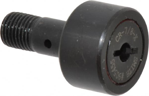 Accurate Bushing - 7/8" Roller Diam x 1/2" Width, 3/8" Stud Diam x 7/8" Length, Stud Cam Follower - Steel, 3/8" Thread Length, 3/8-24 Thread, 1-3/8" OAL, 2,140 Lb Dynamic Cap, 2,260 Lb Static Cap - A1 Tooling