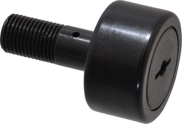 Accurate Bushing - 1-3/8" Roller Diam x 3/4" Width, 1/2" Stud Diam x 1-1/4" Length, Stud Cam Follower - Steel, 5/8" Thread Length, 1/2-20 Thread, 2" OAL, 4,470 Lb Dynamic Cap, 4,300 Lb Static Cap - A1 Tooling