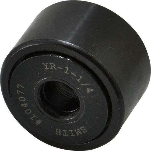 Accurate Bushing - 3/8" Bore, 1-1/4" Roller Diam x 3/4" Roller Width, Steel Yoke Cam Follower - 4,470 Lb Dynamic Load Capacity, 13/16" Overall Width - A1 Tooling