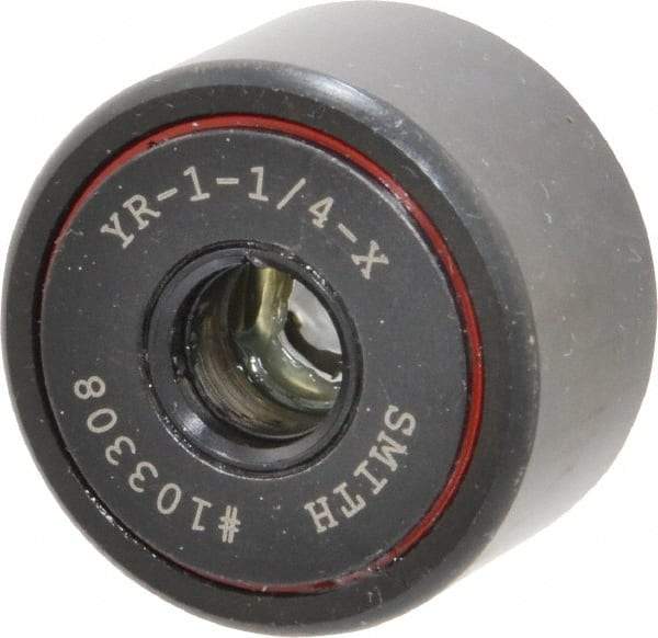 Accurate Bushing - 3/8" Bore, 1-1/4" Roller Diam x 3/4" Roller Width, Steel Yoke Cam Follower - 4,470 Lb Dynamic Load Capacity, 13/16" Overall Width - A1 Tooling