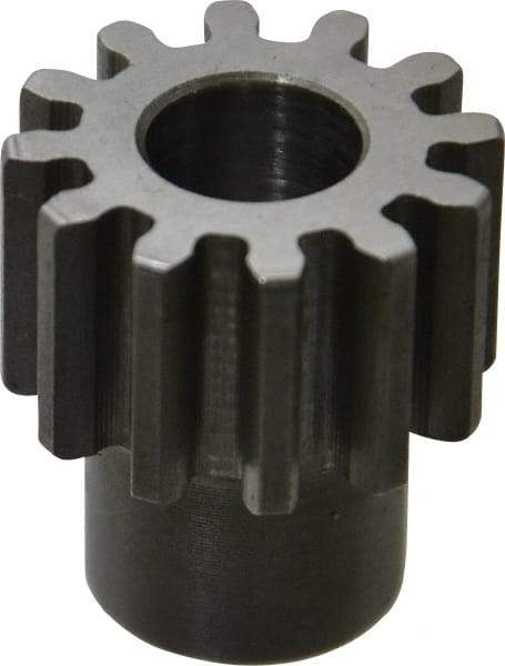 Boston Gear - 16 Pitch, 3/4" Pitch Diam, 12 Tooth Spur Gear - 1/2" Face Width, 3/8" Bore Diam, 0.56" Hub Diam, 14.5° Pressure Angle, Steel - A1 Tooling