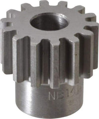 Boston Gear - 16 Pitch, 7/8" Pitch Diam, 14 Tooth Spur Gear - 1/2" Face Width, 3/8" Bore Diam, 0.69" Hub Diam, 14.5° Pressure Angle, Steel - A1 Tooling