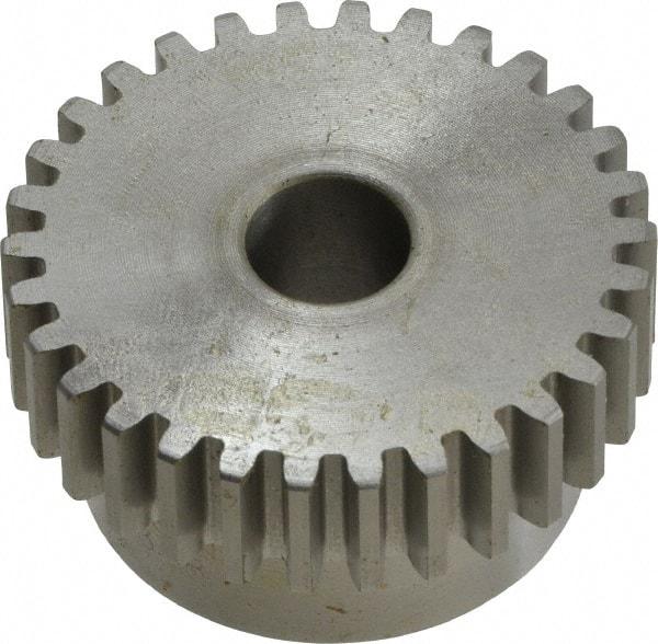 Boston Gear - 16 Pitch, 1-7/8" Pitch Diam, 30 Tooth Spur Gear - 1/2" Face Width, 1/2" Bore Diam, 1.58" Hub Diam, 14.5° Pressure Angle, Steel - A1 Tooling