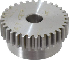 Boston Gear - 16 Pitch, 2" Pitch Diam, 32 Tooth Spur Gear - 0.313" Face Width, 1/2" Bore Diam, 1.7" Hub Diam, 14.5° Pressure Angle, Steel - A1 Tooling