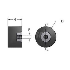 Tech Products - Style P, 44 Lb Capacity, Vibration Control Stud Mount - Exact Industrial Supply