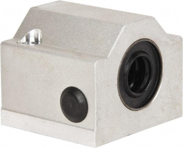 Thomson Industries - 12mm Inside Diam, 350 Lbs. Dynamic Capacity, Closed Single Pillow Block Linear Bearing - 35mm Overall Height x 43mm Overall Width, 23mm Btw Mount Hole Centers - A1 Tooling