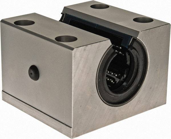 Thomson Industries - 30mm Inside Diam, 8,300 Lbs. Dynamic Capacity, Open Single Pillow Block Linear Bearing - 60mm Overall Height x 87" Overall Width, 45mm Btw Mount Hole Centers - A1 Tooling