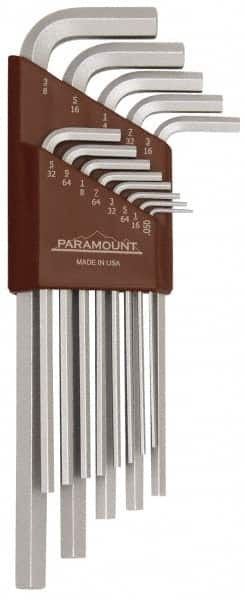 Paramount - 13 Piece L-Key Hex Key Set - Hex Range 0.05 to 3/8", 7-1/4" OAL, Steel - A1 Tooling