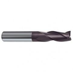 9.5mm Dia. x 72mm Overall Length 3-Flute Square End Solid Carbide SE End Mill-Round Shank-Center Cut-Firex - A1 Tooling