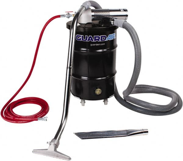 Guardair - 30 Gal Steel Tank, Air Powered Pneumatic Canister Wet/Dry Vacuum - 15 Peak hp, 20' Hose Fitting, Cartridge Filter, Accessories Included - A1 Tooling