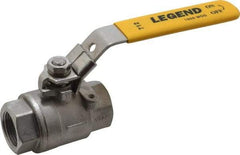 Legend Valve - 1" Pipe, Full Port, Stainless Steel Standard Ball Valve - 2 Piece, Inline - One Way Flow, FNPT x FNPT Ends, Locking Lever Handle, 1,000 WOG, 150 WSP - A1 Tooling