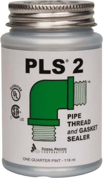 Federal Process - 1/4 Pt Brush Top Can Gray Federal PLS-2 Premium Thread & Gasket Sealant - 600°F Max Working Temp - A1 Tooling