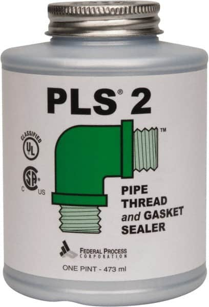 Federal Process - 1 Pt Brush Top Can Gray Federal PLS-2 Premium Thread & Gasket Sealant - 600°F Max Working Temp - A1 Tooling