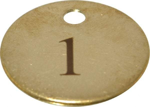 Value Collection - 1-1/4" High x 1-1/4" Long, 1 to 25, English Safety & Facility Numbered Tag - 1 Side, Brass - A1 Tooling