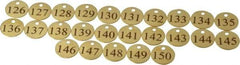 Value Collection - 1-1/4" High x 1-1/4" Long, 126 to 150, English Safety & Facility Numbered Tag - 1 Side, Brass - A1 Tooling