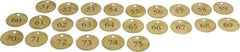 Value Collection - 1-1/2" High x 1-1/2" Long, 51 to 75, English Safety & Facility Numbered Tag - 1 Side, Brass - A1 Tooling