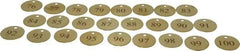 Value Collection - 1-1/2" High x 1-1/2" Long, 76 to 100, English Safety & Facility Numbered Tag - 1 Side, Brass - A1 Tooling