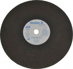 Norton - 14" 24 Grit Zirconia Alumina Cutoff Wheel - 1/8" Thick, 1" Arbor, 5,400 Max RPM, Use with Electric & Gas Powered Saws - A1 Tooling